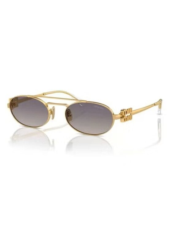 NEW MIU MIU OVAL MU54ZS 5AK30C SUNGLASSES SMU 54Z 5AK30C GOLD MU 54ZS WOMEN